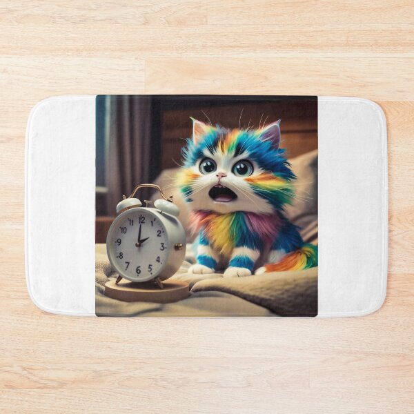 Item preview, Cute cat with alarm clock designed and sold by QuanntixArt.