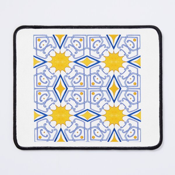 Item preview, Vibrant Yellow and Blue Geometric Tile Design – Watercolour Art designed and sold by RaiyaTees.