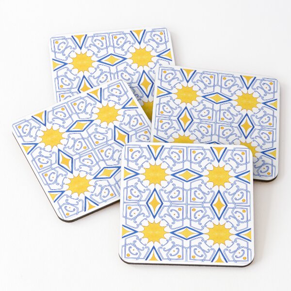 Item preview, Vibrant Yellow and Blue Geometric Tile Design – Watercolour Art designed and sold by RaiyaTees.