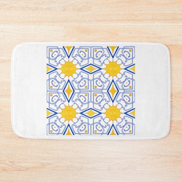 Item preview, Vibrant Yellow and Blue Geometric Tile Design – Watercolour Art designed and sold by RaiyaTees.