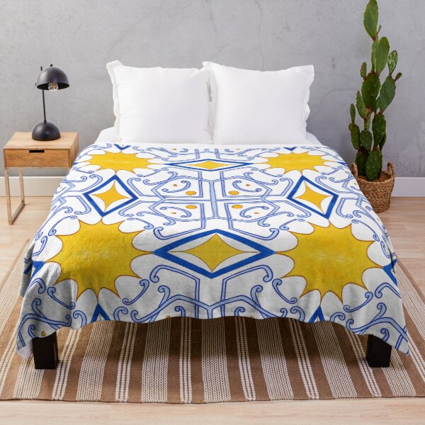 Item preview, Vibrant Yellow and Blue Geometric Tile Design – Watercolour Art designed and sold by RaiyaTees.