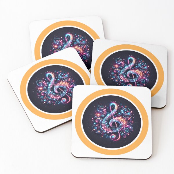 Item preview, Music Treble Clef Design in Neon Colors with a Circular Orange Frame T-shirt Design designed and sold by Samgfxt-shirt.