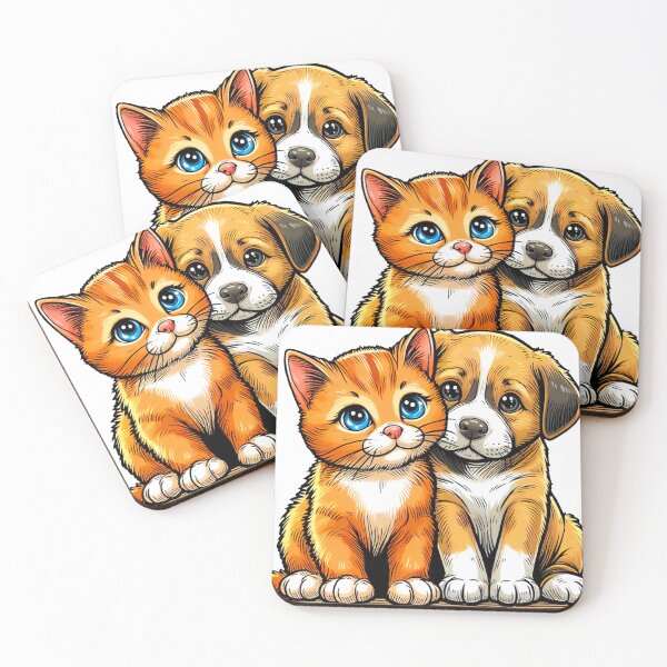 Item preview, cat and dog designed and sold by QuanntixArt.