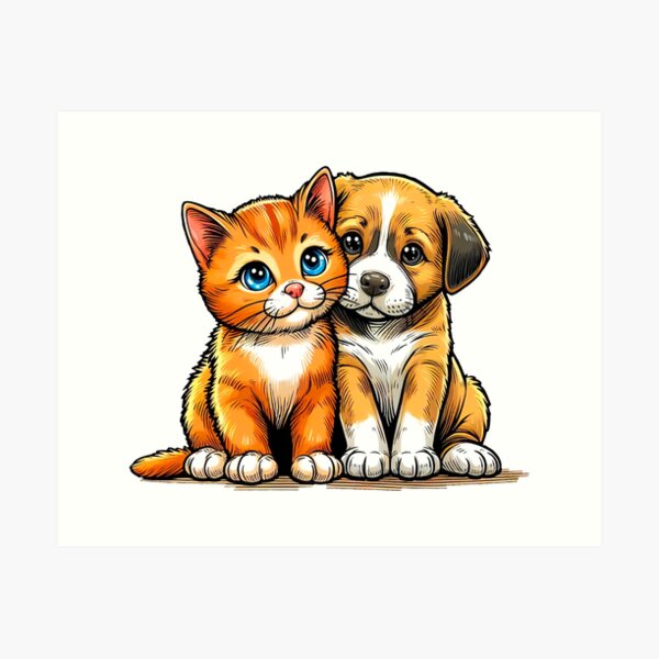 Artikel-Vorschau von Katze und Hund, designt und verkauft von QuanntixArt.