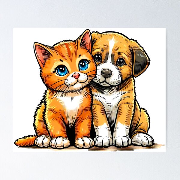Artikel-Vorschau von Katze und Hund, designt und verkauft von QuanntixArt.