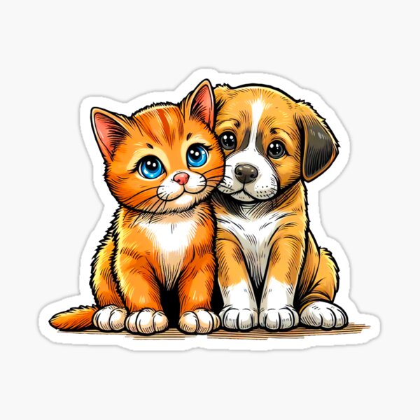 Artikel-Vorschau von Katze und Hund, designt und verkauft von QuanntixArt.