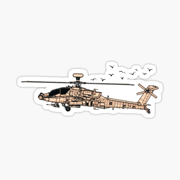 Vista previa del artículo con la obra «Plano del helicóptero Apache AH-64», diseñado y vendido por AVIATION FASHION.