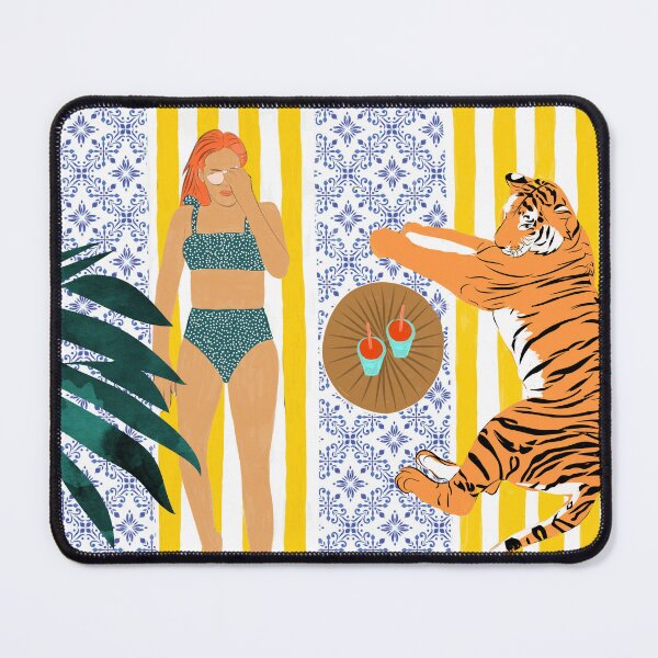 Item preview, How To Vacay With Your Tiger, Human Animal Connection Illustration, Tropical Travel Morocco Painting designed and sold by 83oranges.com.