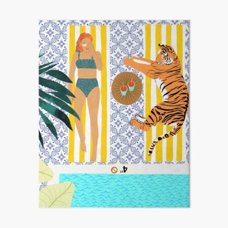 Item preview, How To Vacay With Your Tiger, Human Animal Connection Illustration, Tropical Travel Morocco Painting designed and sold by 83oranges.