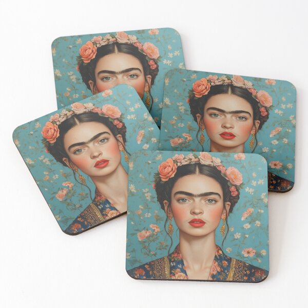 Item preview, Frida Kahlo-Inspired Portrait with Floral Elements and Rich Colors designed and sold by junkydotcom.