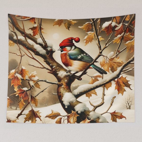 Item preview, Vintage Animal Art: A Bird’s Winter Refuge on a Tree | Animal Art | Oil Painting | Vintage Art designed and sold by UnhingedBird.