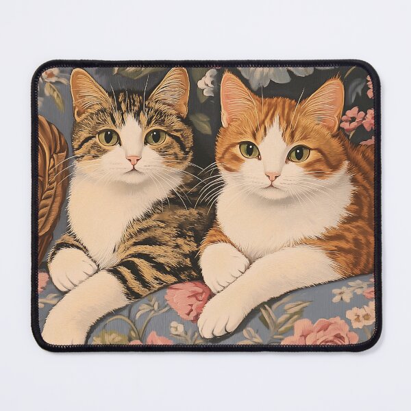 Item preview, Elegant Feline Companions on a Floral Tapestry designed and sold by junkydotcom.