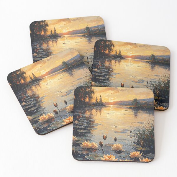 Item preview, Impressionist Inspired Water Lilies at Sunset designed and sold by Moisky Art.