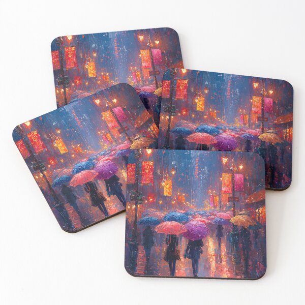 Item preview, Impressionist Inspired Cityscape with Umbrellas designed and sold by Moisky Art.