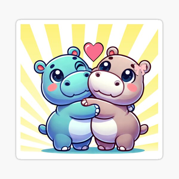 Aperçu de l'œuvre hippopotames mignons créée et vendue par Breezy Blobs.