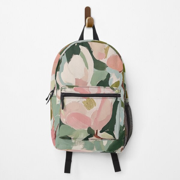 Item preview, Abstract blooming magnolias in soft pastels green and pinks textured painting designed and sold by SUNED.