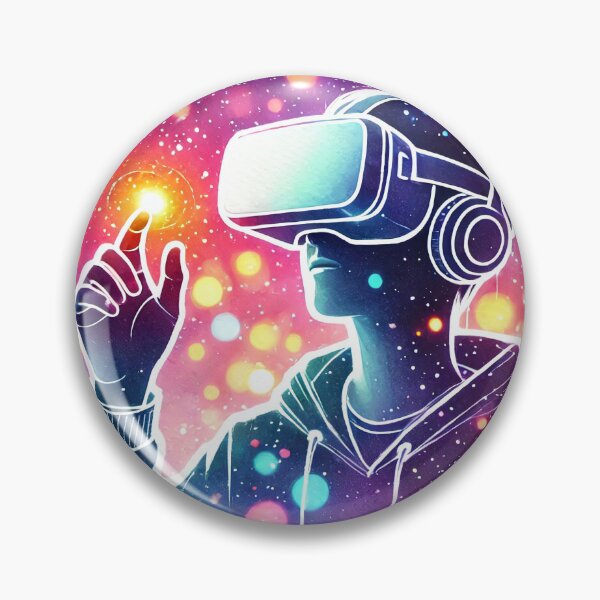 Item preview, Person wearing a VR headset in vibrant neon bokeh lights designed and sold by Giuseppe Cammino.