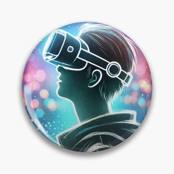 Item preview, Person wearing a VR headset in vibrant neon bokeh lights designed and sold by Giuseppe Cammino.