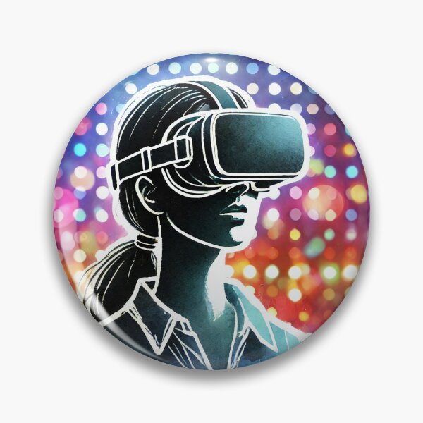 Item preview, Person wearing a VR headset in vibrant neon bokeh lights designed and sold by Giuseppe Cammino.