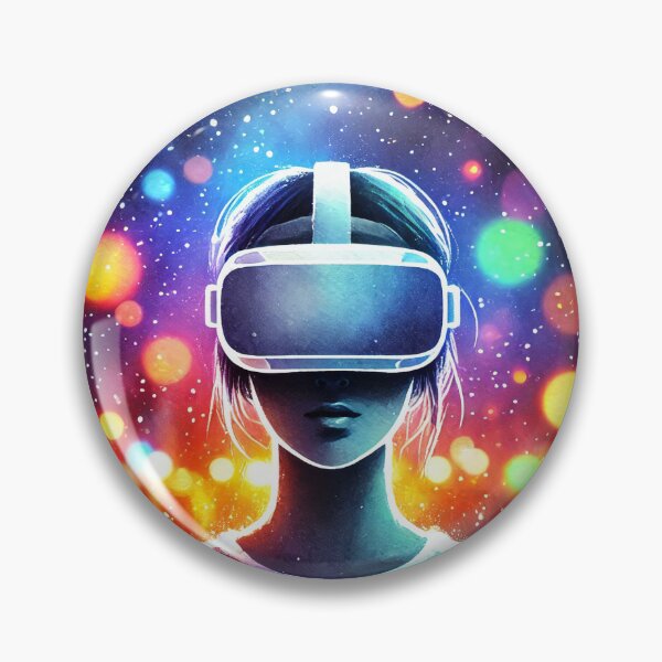 Item preview, Person wearing a VR headset in vibrant neon bokeh lights designed and sold by Giuseppe Cammino.