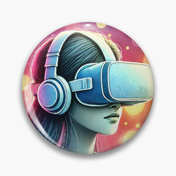 Item preview, Person wearing a VR headset in vibrant neon bokeh lights designed and sold by Giuseppe Cammino.