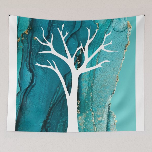 Item preview, Elegant White Tree with Marble Effect Background designed and sold by RaiyaTees.