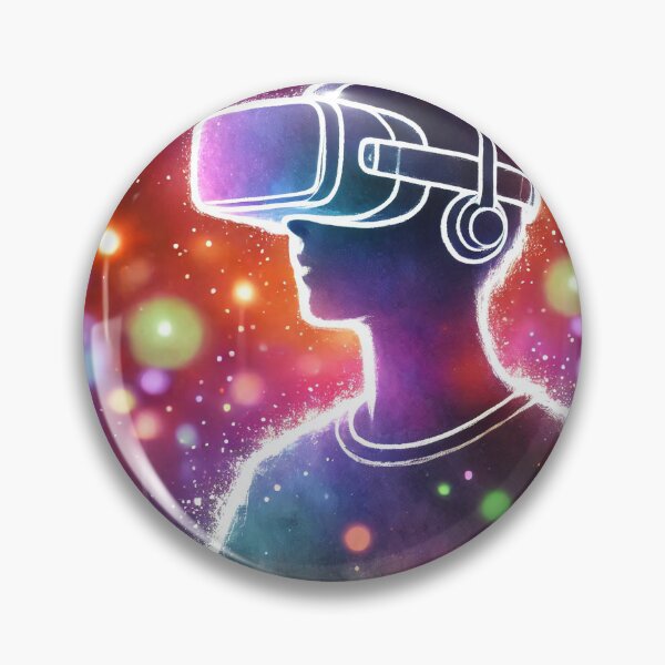 Item preview, Person wearing VR headset in vibrant neon bokeh lights designed and sold by Giuseppe Cammino.