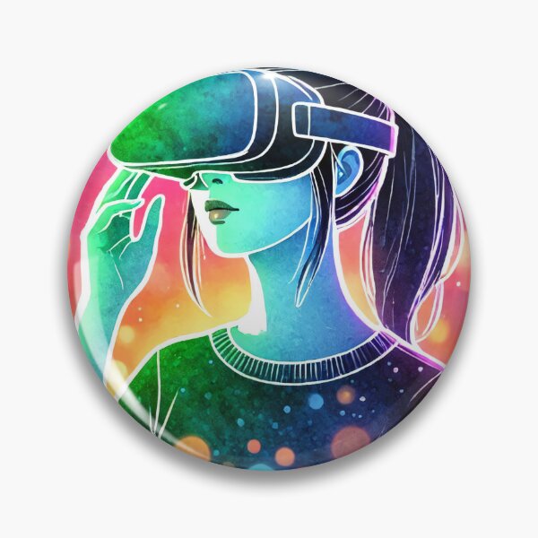 Item preview, Person wearing VR headset in vibrant neon bokeh lights designed and sold by Giuseppe Cammino.