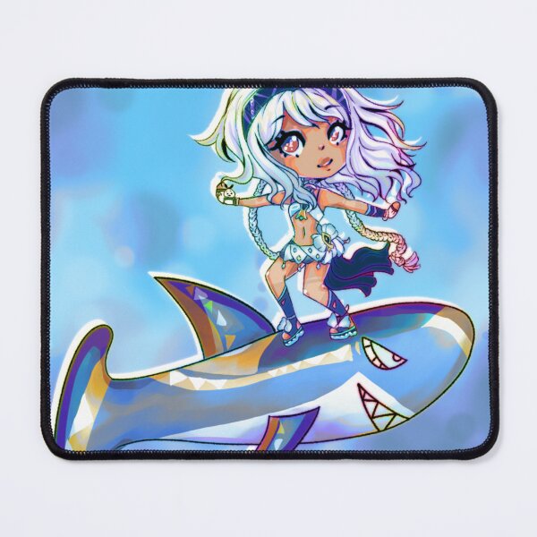 Item preview, Genshin Impact Chibi Mualani surfing on her shark surfboard designed and sold by zanun.