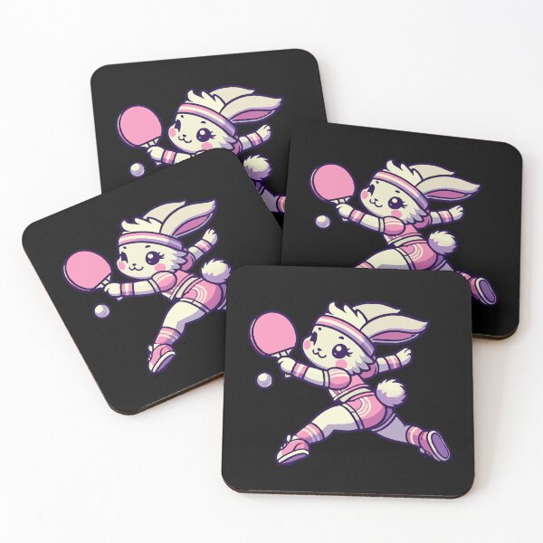 Item preview, Kawaii Bunny Playing Table Tennis Art designed and sold by LuminOrb.
