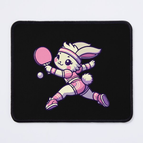 Item preview, Kawaii Bunny Playing Table Tennis Art designed and sold by LuminOrb.