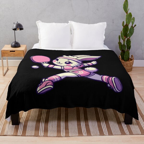 Item preview, Kawaii Bunny Playing Table Tennis Art designed and sold by LuminOrb.