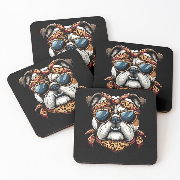 Item preview, Bulldog con bufanda de leopardo Animal con gafas de sol designed and sold by Artistoos.