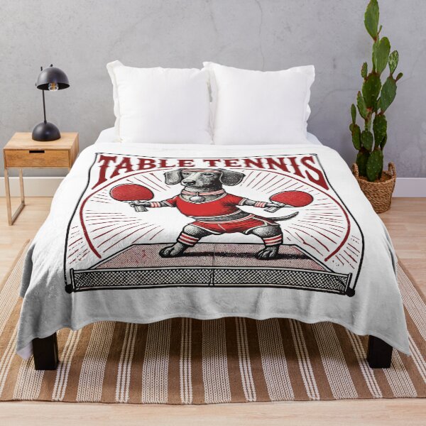 Item preview, Dachshund Dog Vintage Table Tennis Artwork designed and sold by LuminOrb.