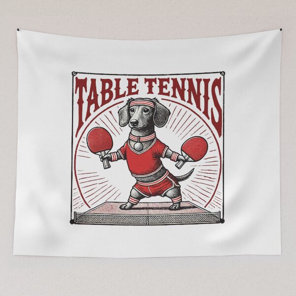 Item preview, Dachshund Dog Vintage Table Tennis Artwork designed and sold by LuminOrb.