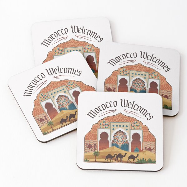 Item preview, Morocco Welcomes Flag Map Marrakech, Fez, Sahara designed and sold by AnimalsDH305.