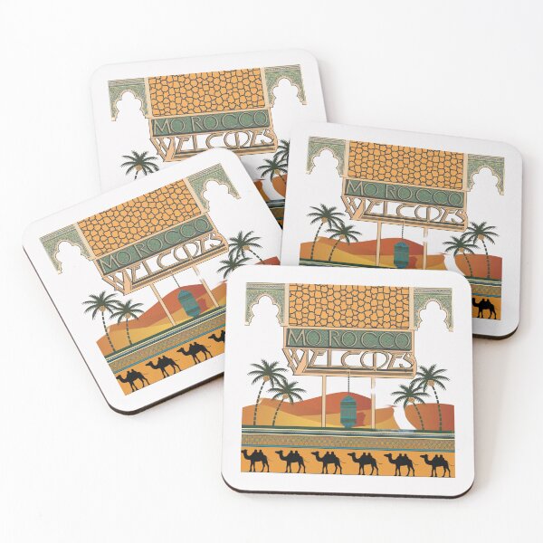 Item preview, Morocco Welcomes Flag Map Marrakech, Fez, Sahara designed and sold by AnimalsDH305.