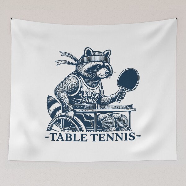 Item preview, Table Tennis Raccoon Wheelchair User Vintage designed and sold by LuminOrb.