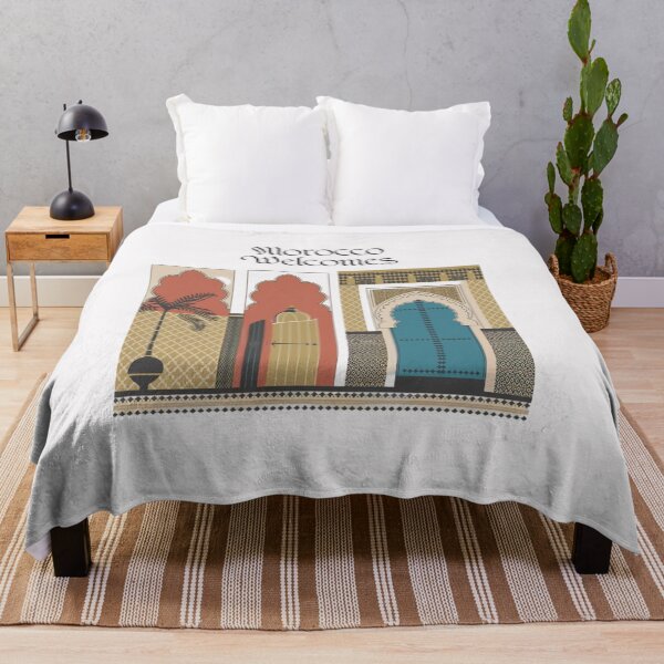 Item preview, Morocco Welcomes Flag Map Marrakech, Fez, Sahara designed and sold by AnimalsDH305.
