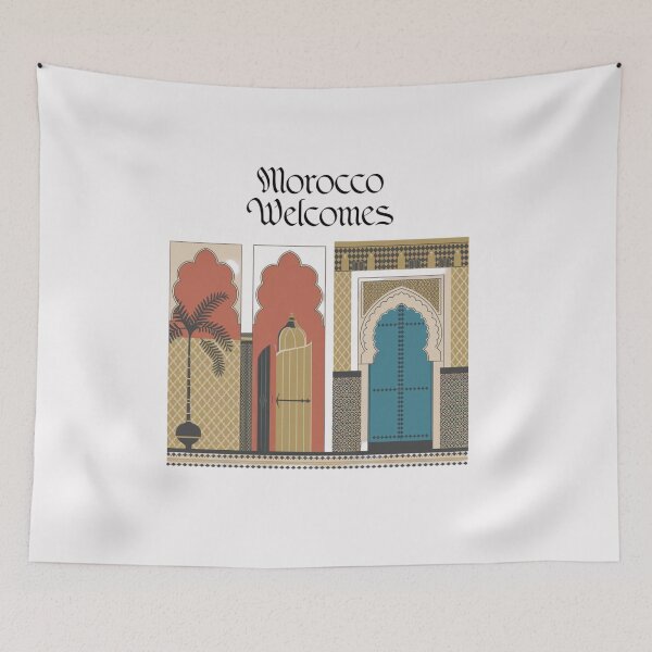 Item preview, Morocco Welcomes Flag Map Marrakech, Fez, Sahara designed and sold by AnimalsDH305.
