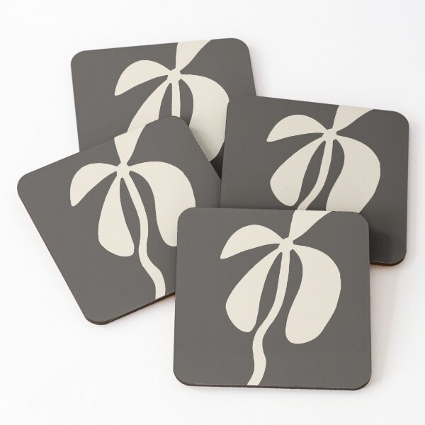 Item preview, Beige abstract flower silhouette on brown background designed and sold by by-jwp.
