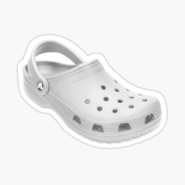 white crocs with stickers