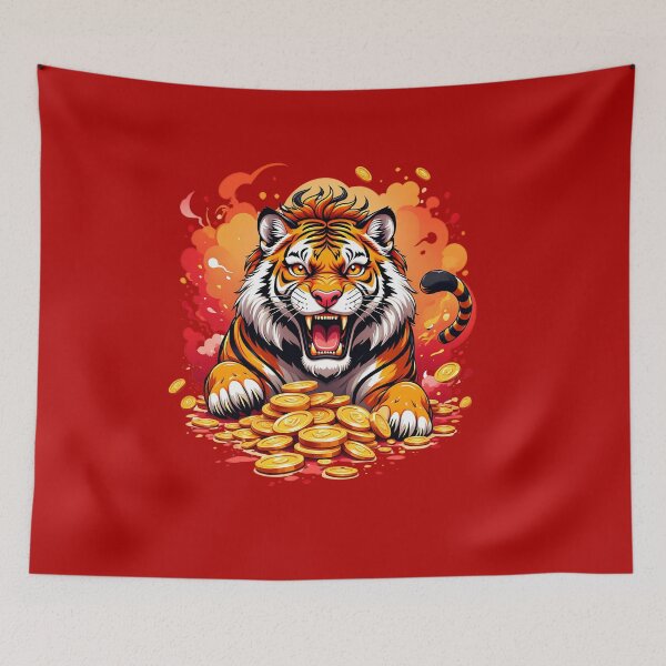 Item preview, Majestic Tiger Surrounded by Golden Coin designed and sold by Itsheartshop.