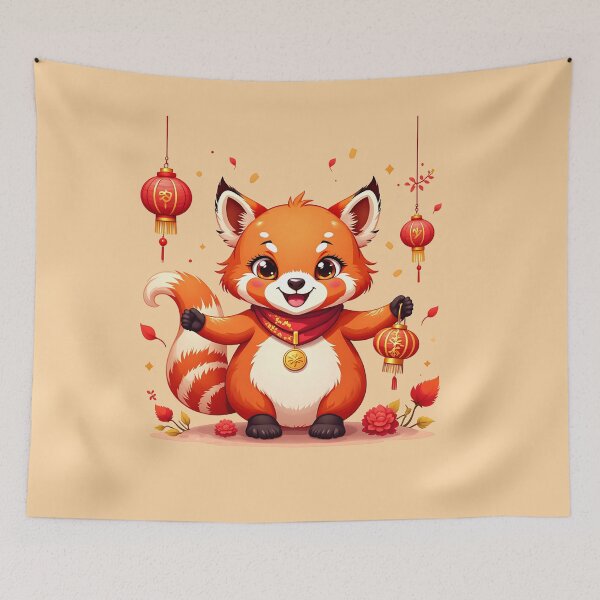 Item preview, Chinese Red Panda Holding Lanterns designed and sold by Itsheartshop.