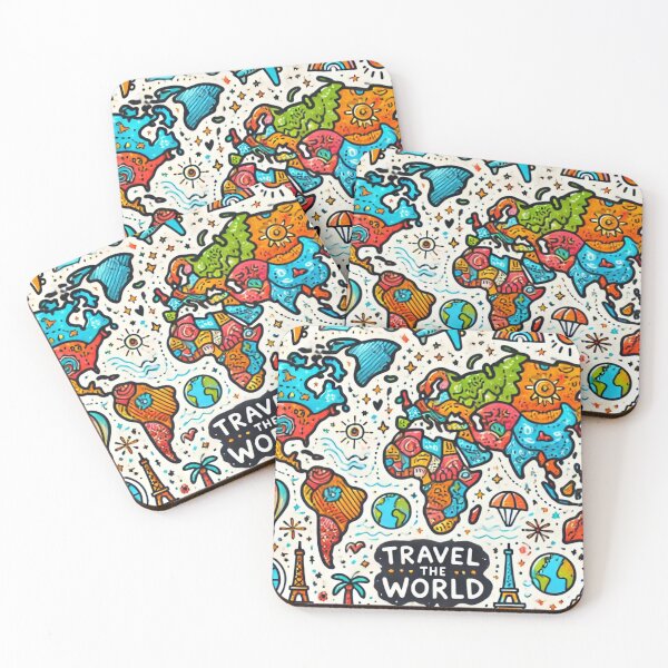 Item preview, Travel the World – Playful Cartoon Map Design designed and sold by Designeerguy.