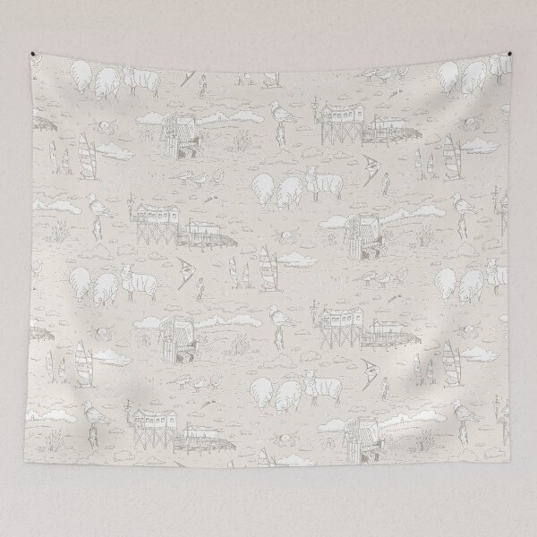 Item preview, Kopie von North Sea coastal landscape toile de jouy pattern | warm gray and brown  designed and sold by colorofmagic.