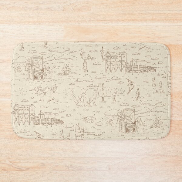 Item preview, Kopie von Kopie von North Sea coastal landscape toile de jouy pattern | warm gray and brown  designed and sold by colorofmagic.