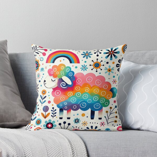 Item preview, Scandinavian Folk Art Rainbow Animals - Sheep by heidiannemorris designed and sold by FOLK ART FUSION.