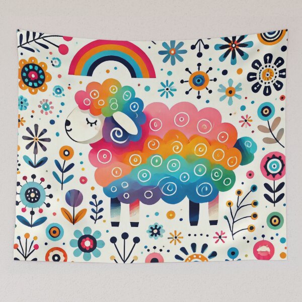 Item preview, Scandinavian Folk Art Rainbow Animals - Sheep by heidiannemorris designed and sold by FOLK ART FUSION by heidiannemorris.