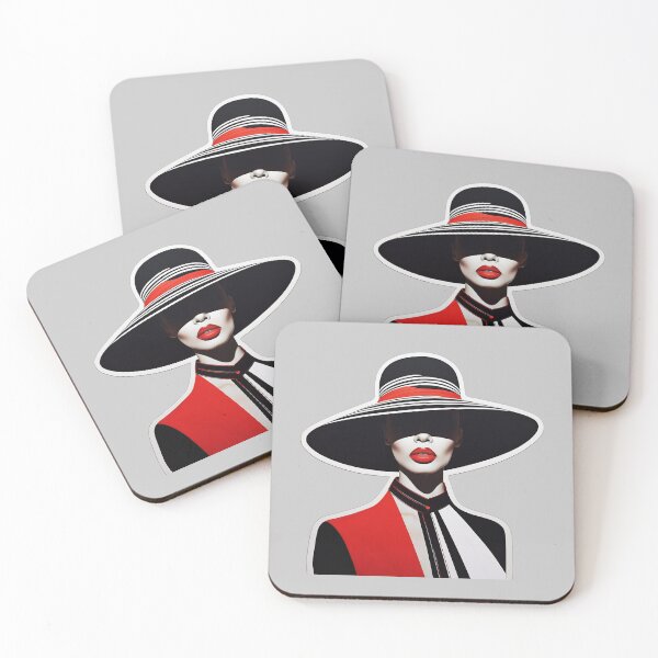 Item preview, Vouge woman in black hat with red lipstick  designed and sold by DropRomance.
